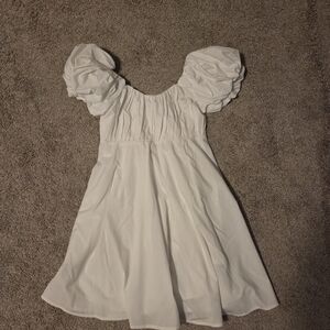 A&F White Youth Dress with Puff Sleeves